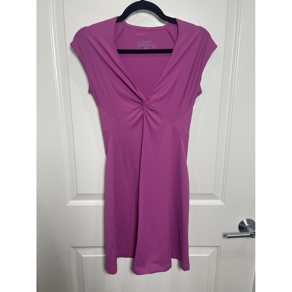 Patagonia Magenta Twist Front Stretch Fit Flare Dress Small Casual Work Vacation - Picture 2 of 7